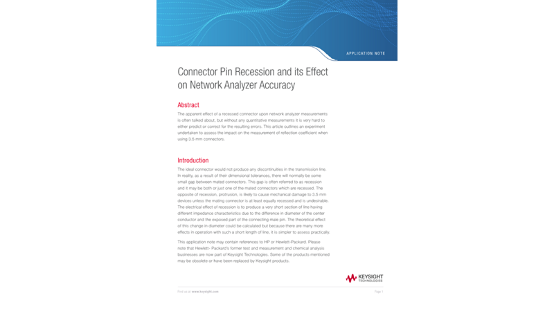 Connector Pin Recession and its Effect on Network Analyzer Accuracy
